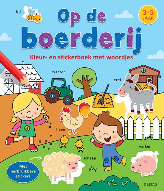 Kleur- en stickerboek met woordjes.