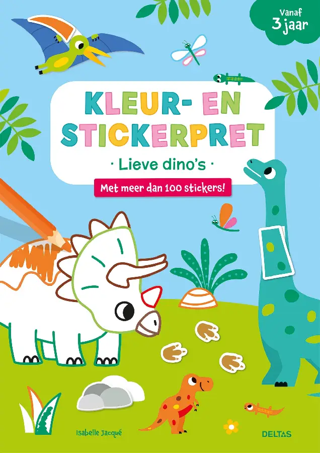 Kleur- en stickerpret - Lieve dino's (va