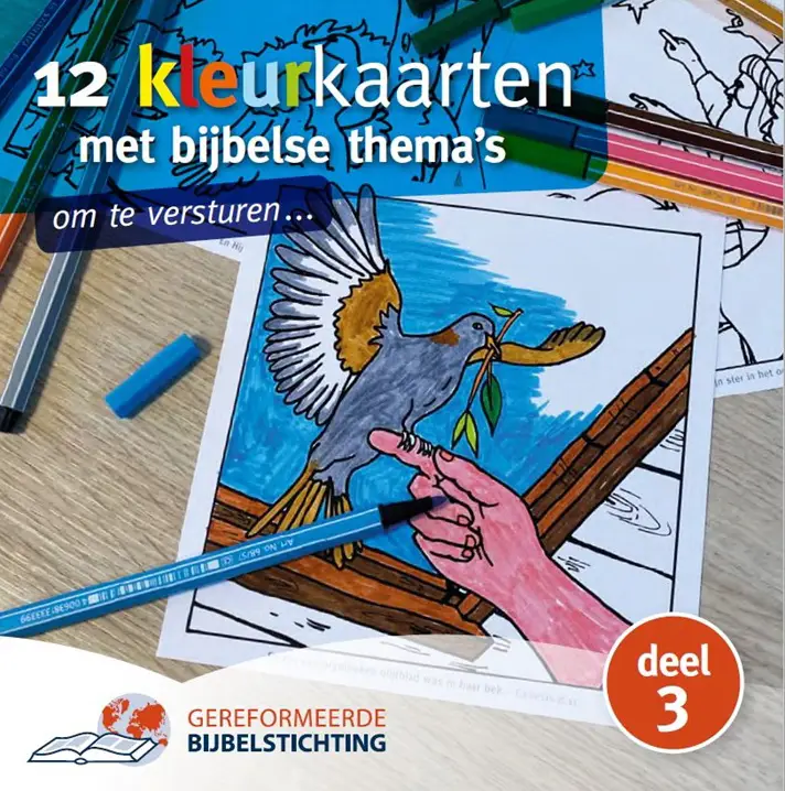 12 kleurkaarten met bijbelse thema's