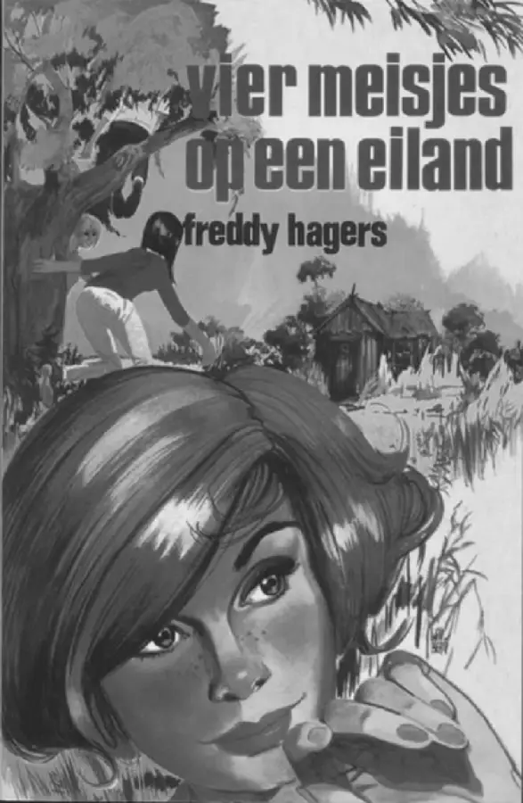 Vier meisjes op een eiland