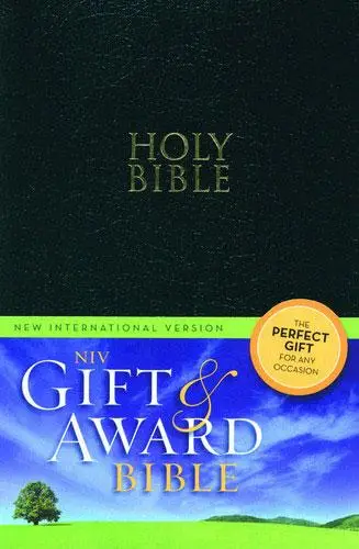 Gift & award bible NIV black leather lik